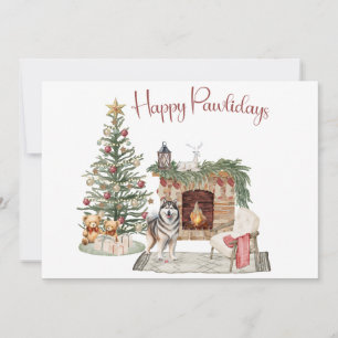 Cartes Pour Fêtes Annuelles Happy Pawlidays Chien Design - Malamute d'Alaska
