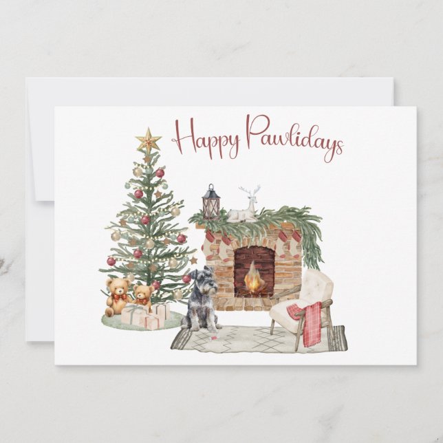 Cartes Pour Fêtes Annuelles Happy Pawlidays Chien Design - Schnauzer miniature (Devant)