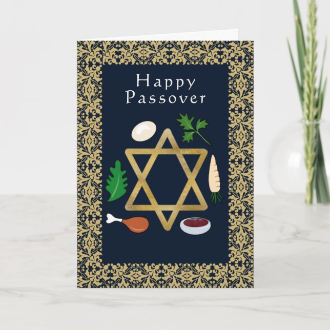 Cartes Pour Fêtes Annuelles Happy Pesach Seder plaque étoile de David (Devant)