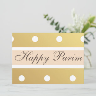 Cartes Pour Fêtes Annuelles Happy Purim Flat Greeting Card Gold Pois