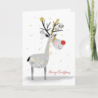 Cartes Pour Fêtes Annuelles Happy Reindeer with Birdy Buddies Christmas Card