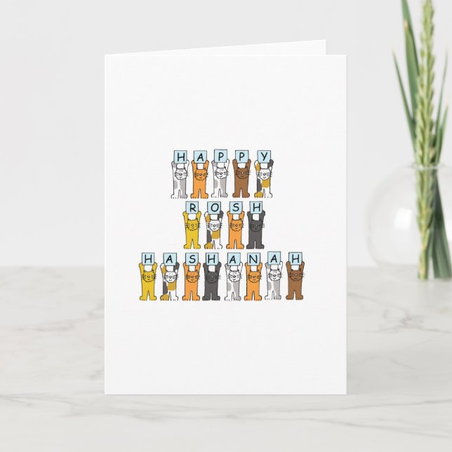 Cartes Pour Fêtes Annuelles Happy Rosh Hashanah Cartoon Cats (Devant)
