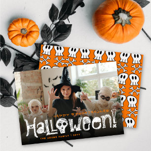Cartes Pour Fêtes Annuelles Happy Spooktacular Halloween Skulls & Bones Photo
