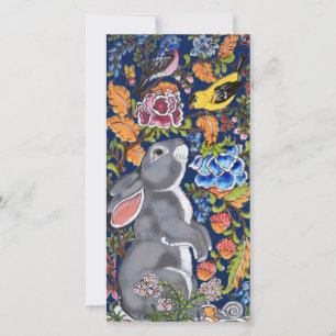 Cartes Pour Fêtes Annuelles Happy Spring Lapin Lapin Bird Photo Florale Pâques