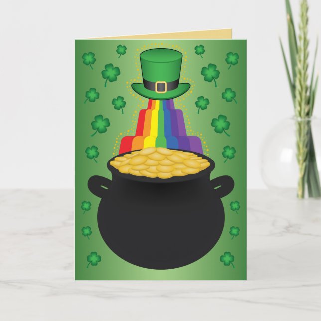 Cartes Pour Fêtes Annuelles Happy St.Patrick’s Day Clover/Rainbow/Pot of Gold (Devant)