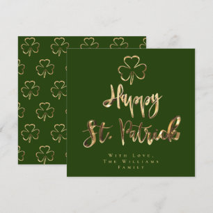 Cartes Pour Fêtes Annuelles Happy St Patrick Shamrock Clover Elegant Green