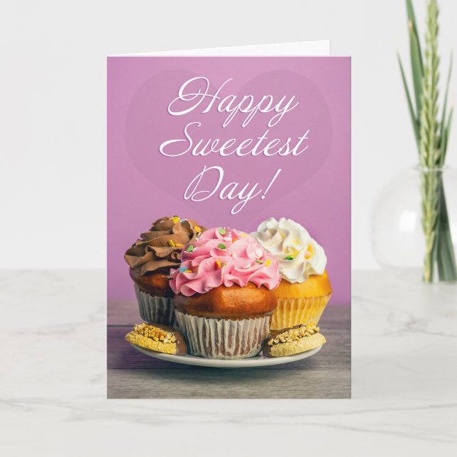 Cartes Pour Fêtes Annuelles Happy Sweetest Day Cupcakes and Cookies on Purple (Devant)