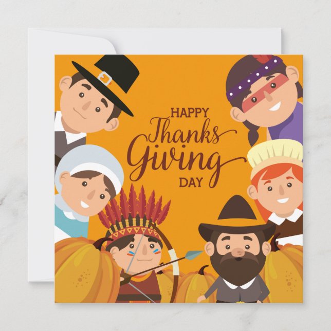 Cartes Pour Fêtes Annuelles Happy Thanksgiving (Devant)