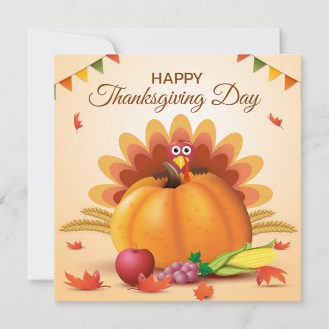 Cartes Pour Fêtes Annuelles Happy Thanksgiving (Devant)