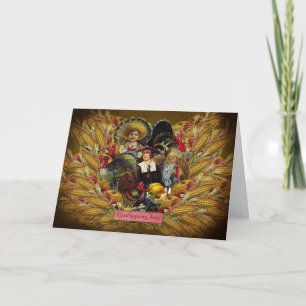 Cartes Pour Fêtes Annuelles Happy Thanksgiving! Vintage Style Greeting Card