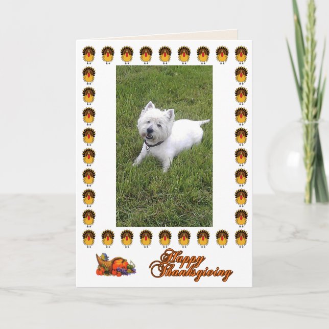 Cartes Pour Fêtes Annuelles Happy Thanksgiving Westie Card (Devant)