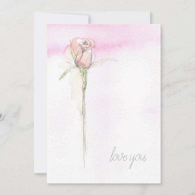 Cartes Pour Fêtes Annuelles Happy Valentine's Day Love You Pink Stem Rose (Devant)