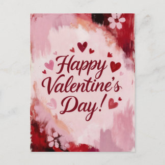 Cartes Pour Fêtes Annuelles Happy Valentine's Day! Painted Brush Strokes