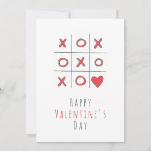 Cartes Pour Fêtes Annuelles Happy Valentine's Day Tic-Tac-Toe Flat Card