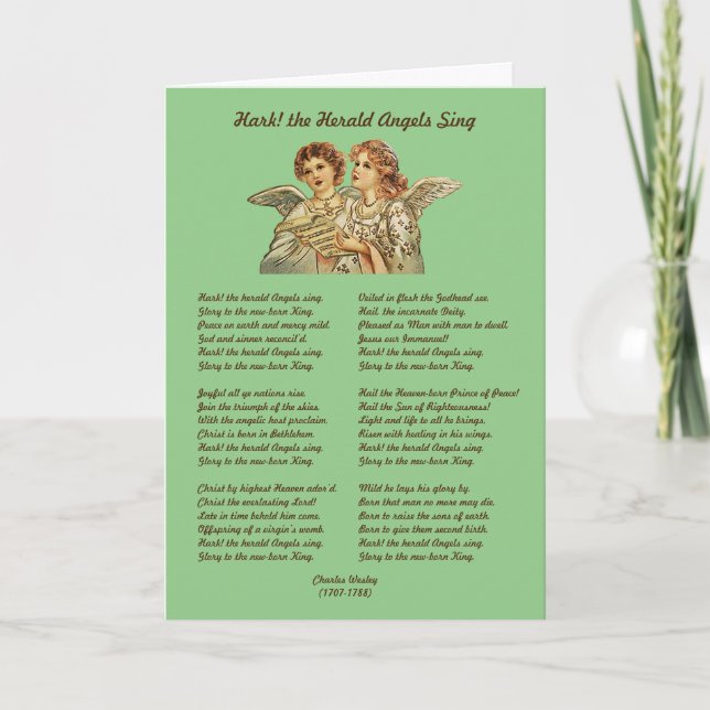 Cartes Pour Fêtes Annuelles Hark ! les paroles du Herald Angels chanter Noël (Devant)