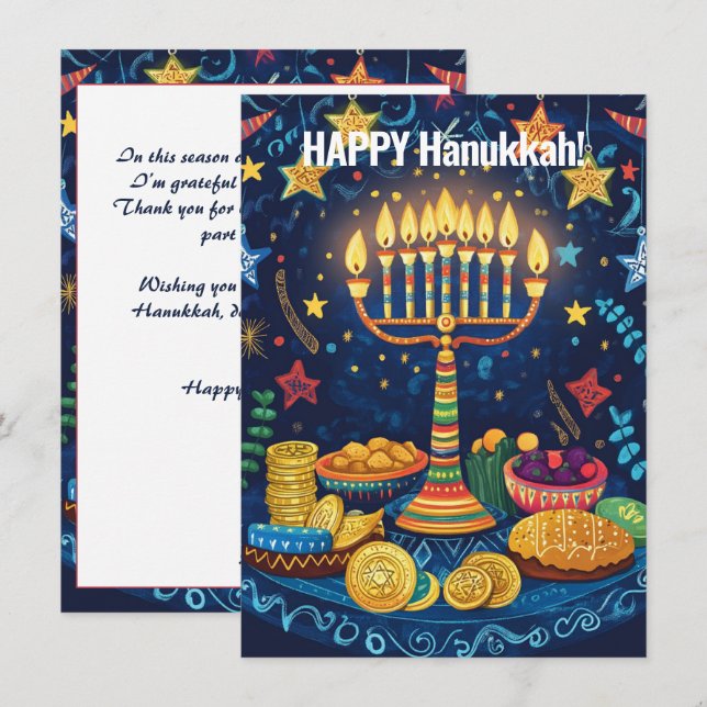 Cartes Pour Fêtes Annuelles Harmonie Hanoukka texte personnalisé (Devant / Derrière)