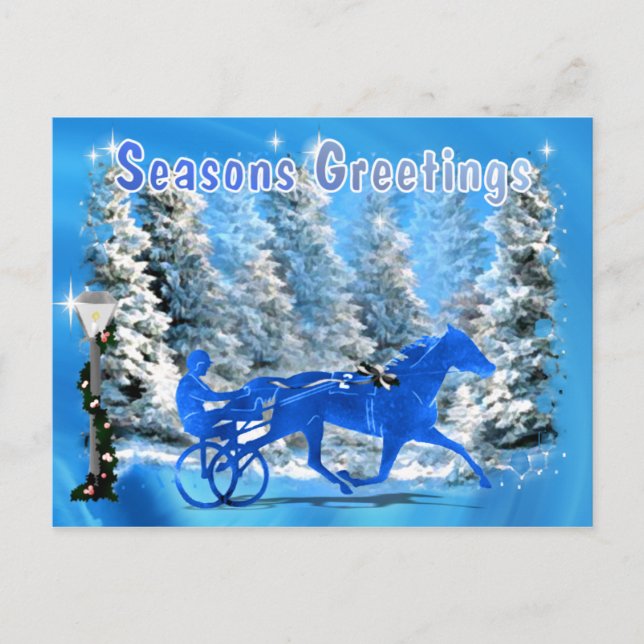 Cartes Pour Fêtes Annuelles Harnais Blue Xmas (Devant)