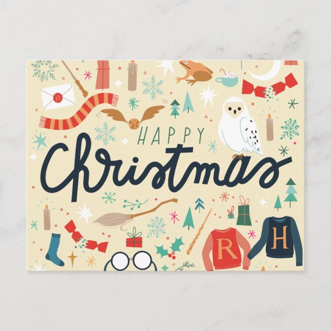 Cartes Pour Fêtes Annuelles Harry Potter | Joyeux Noël avec des icônes festive (Devant)