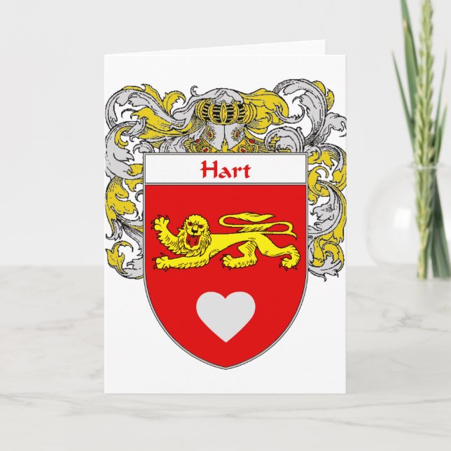 Cartes Pour Fêtes Annuelles Hart Coat of Arms/Family Crest (Mantled) (Devant)