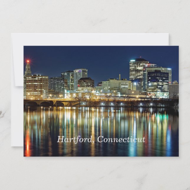 Cartes Pour Fêtes Annuelles Hartford, Connecticut photo cityscape marquée (Devant)
