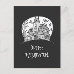 Cartes Pour Fêtes Annuelles Haunted House and Bats Halloween