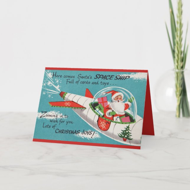 Cartes Pour Fêtes Annuelles Haut Père Noël volant avec la substance pour (Devant)