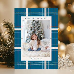 Cartes Pour Fêtes Annuelles Haut Plaid Cosy Forêt Cabine Turquoise Bleu