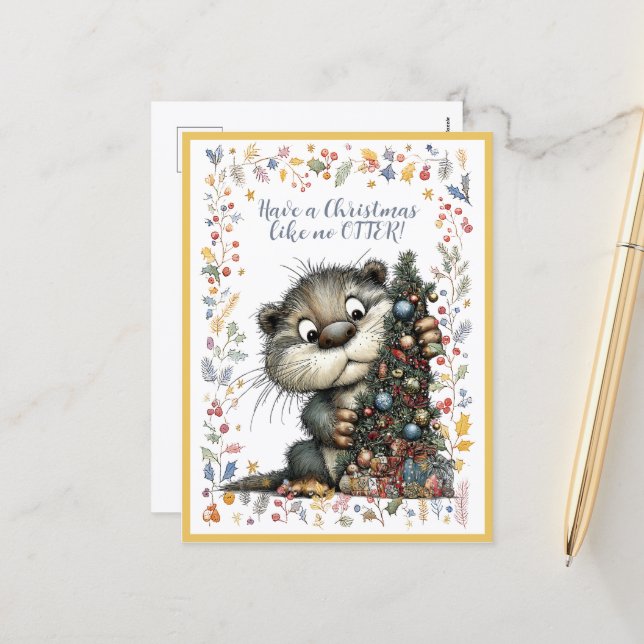 Cartes Pour Fêtes Annuelles Have A Christmas Like No OTTER! (Devant/Arrière en situation)