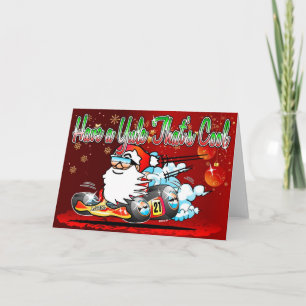Cartes Pour Fêtes Annuelles Have a Yule Thats Cool - Santa GoKart Cartoon Xmas
