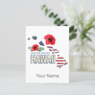 Cartes Pour Fêtes Annuelles Hawaii États-Unis Retro State Map USA Souvenir