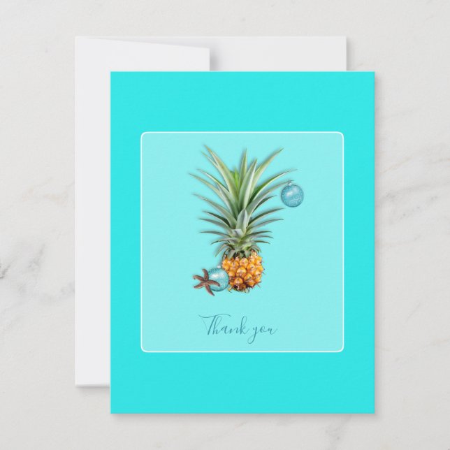 Cartes Pour Fêtes Annuelles Hawaiian Pineappa Aqua Christmas Merci Notes (Devant)