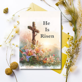 Cartes Pour Fêtes Annuelles He Is Risen Watercolor Easter Card