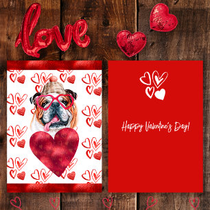 Cartes Pour Fêtes Annuelles Heart English Bulldog Amoureux des chiens Valentin