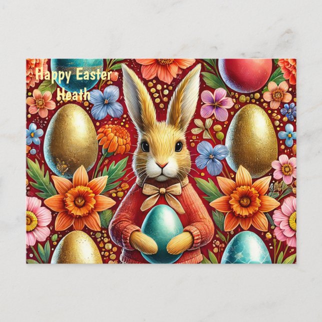 CARTES POUR FÊTES ANNUELLES HEATH ~ HAPPY EASTER BUNNY GREETING ~ (Devant)