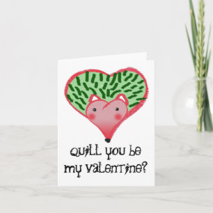 Cartes Pour Fêtes Annuelles Hedgehog Heart, quill you be my valentine ?