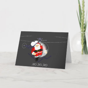 Cartes Pour Fêtes Annuelles Hélicoptère de Santa