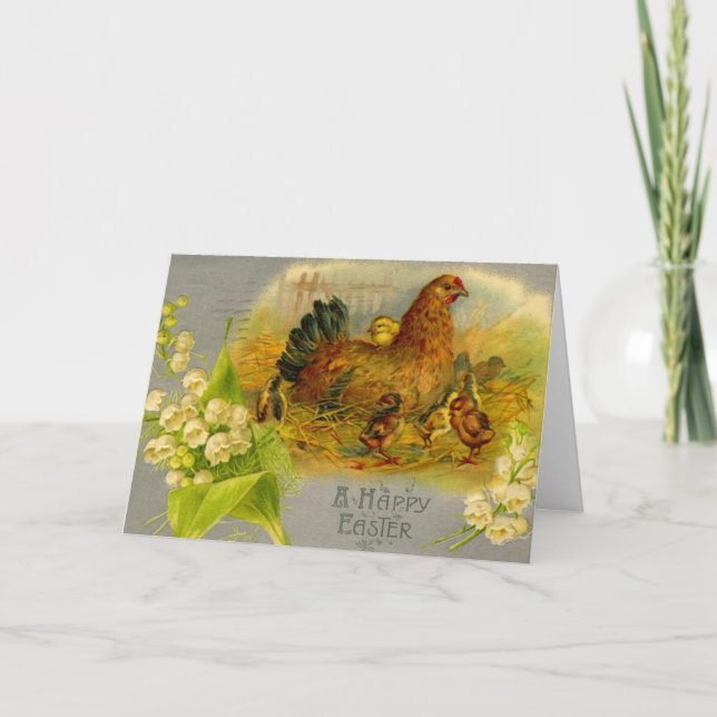 Cartes Pour Fêtes Annuelles Hen de Pâques vintage (Devant)