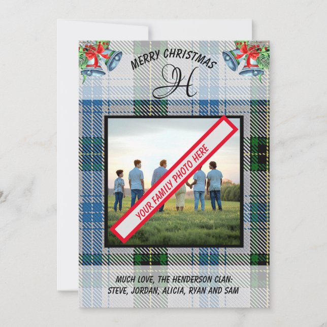 Cartes Pour Fêtes Annuelles Henderson Scottish Clan Tartan Photo Noël (Devant)