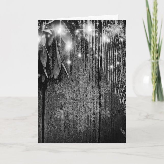 Cartes Pour Fêtes Annuelles Herbe botanique Boho feuille rustique Bois-grange (Devant)