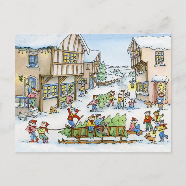 Cartes Pour Fêtes Annuelles Here Comes the Christmas Tree Postcard (Devant)