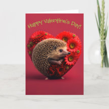 Hérisson adorable avec fleurs pour la Saint-Valent