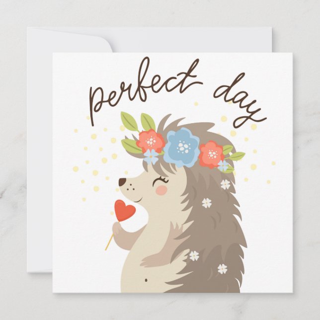 Cartes Pour Fêtes Annuelles Hérisson de jour parfait (Devant)