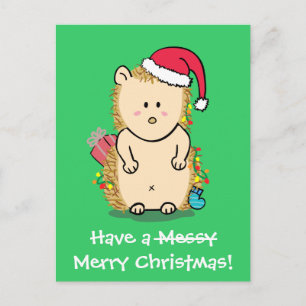 Cartes Pour Fêtes Annuelles Hérisson de Noël amusant