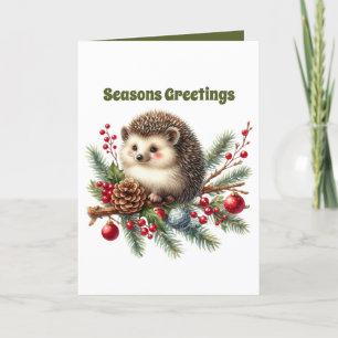 Cartes Pour Fêtes Annuelles Hérisson de Noël festif personnalisable
