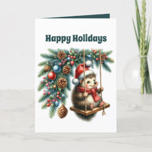Cartes Pour Fêtes Annuelles Hérisson de Noël festif personnalisable