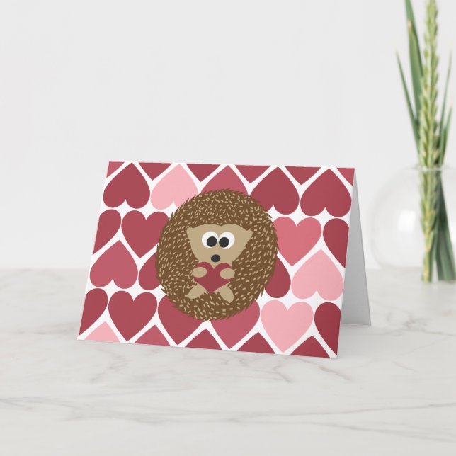 Cartes Pour Fêtes Annuelles Hérisson et coeur Saint Valentin (Devant)