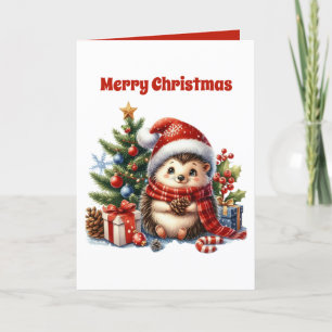 Cartes Pour Fêtes Annuelles Hérisson Festif Joyeux Noël personnalisable