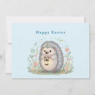 Cartes Pour Fêtes Annuelles Hérisson Mignon avec Lanterne de Pâques