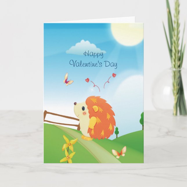 Cartes Pour Fêtes Annuelles Hérisson mignon d'amour avec le jour ensoleillé de (Devant)