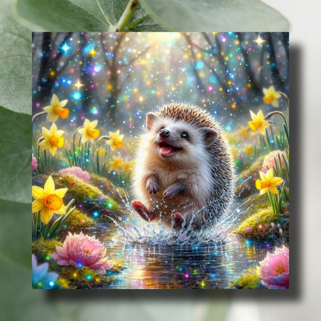 Cartes Pour Fêtes Annuelles Hérisson printemps Joy Daffodil Merveilles Pâques (Créateur téléchargé)